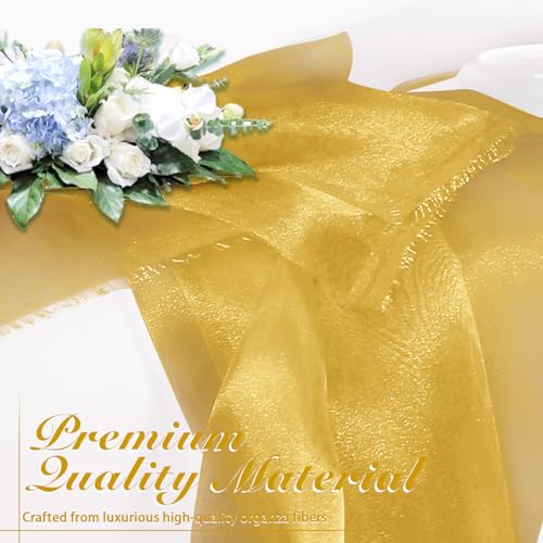 Manyshofu Gold Organza Fabric by The Yard, 60 Wide (2 Yard) - color: Gold, size: 2 Yard