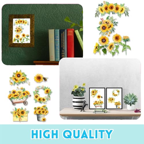 3 Sheets Sunflower Rub on Transfer Waterproof Furniture Transfers Decals Summer Flower Farmhouse Rub on Decals 6 x 12 Butterfly Transfer Stickers for Wood Door Cabinet Craft Home Decor - style: Sunflower