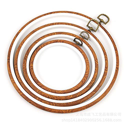 Embroidery Hoops Cross Stitch Hoop Ring Imitated Wood Circle Set Display Frame for Art Craft Handy Sewing and Hanging - Pack of 4 (5.5"+6.7"+8.6"+10") - color: 4pcs Round
