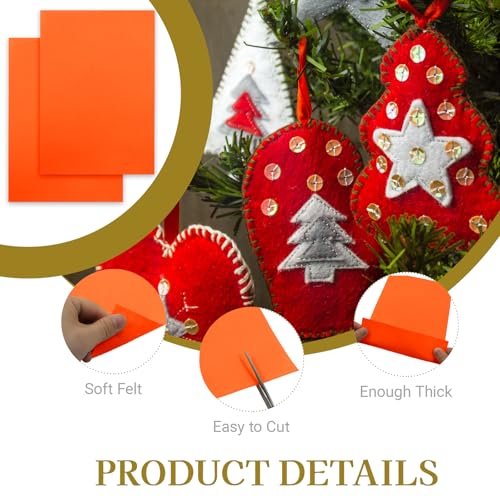 12 Pcs Felt Sheets, 7x11 Inch Stiff Felt for Crafts DIY, Orange - color: Orange