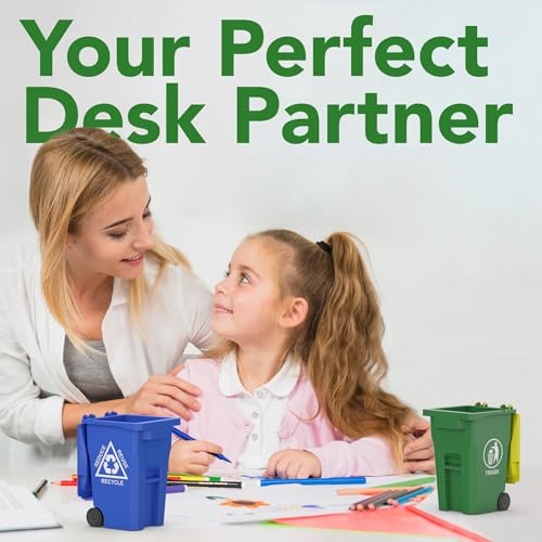 Wiosi Mini Trash Can/Recycle Bin Pencil Holder for Desks, Blue/Green - color: Blue-Green, size: 5"