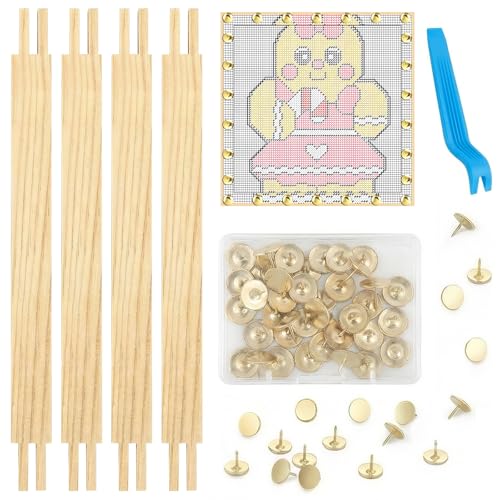 4 PCS Embroidery Stretcher Bars Frame Set - Wooden Needlepoint Frame Kit, Adjustable Needlework Frame for Embroidery, Cross Stitch, Canvas & DIY Crafts (7.8in) - color: 7.8in