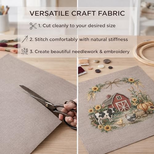 Essentials By Leisure Arts Aida Cloth 18 Count, 30"x36", Taupe Cotton Cross Stitch Fabric, 3 pc, Even-Weave Mesh for Embroidery, Needlepoint & Needlework Projects