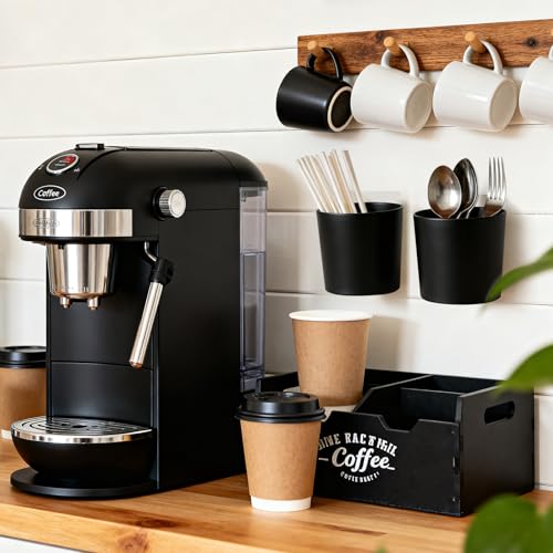 4 Pack Wall Caddy Pen Holders, Adhesive Wall Mount Hanging Bins Cups(Black) - color: Black