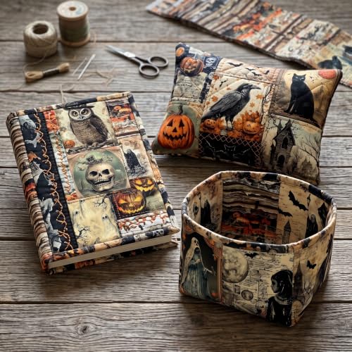 Hosuly 40 Pcs Halloween Fabric Jelly Gothic Quilting Strips Roll - color: Retro Halloween