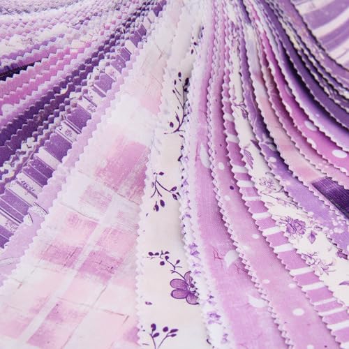 Threadart Purple Prints Jelly Roll - 40 Precut 2.5" Cotton Strips - color: Purple Prints