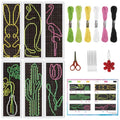 INFUNLY 6pcs Simple Animals Cross Stitch Bookmark Kit for Beginners DIY Abstract Plants Embroidery Bookmark Kits Rabbit Needlepoint Kit with Instruction Easy Cross Stitch Set for Book Lovers Readers - style: Simple Drawings
