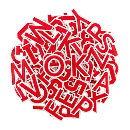 72 Pcs Iron On Letters & Numbers Patches for Tote Bags Hats Clothing Red - color: Red, size: Letters & Numbers