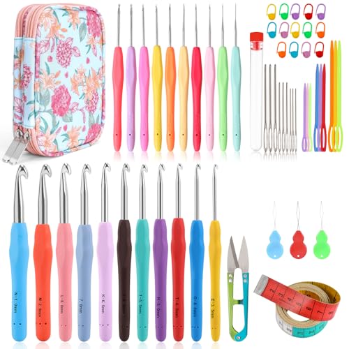 Vodiye 21 Sizes Ergonomic Crochet Hooks Set with Case, 0.5-10.0mm - size: 21 Size(0.5-10.0mm) Case