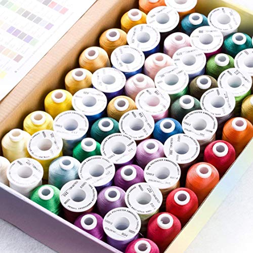 Simthread 63 Colors Polyester Embroidery Machine Thread Kit - color: 63 Colors
