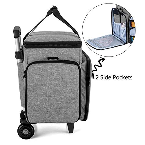 LUXJA Sewing Machine Case with Detachable Dolly, Gray - color: Gray, style: Sewing Machine Trolley
