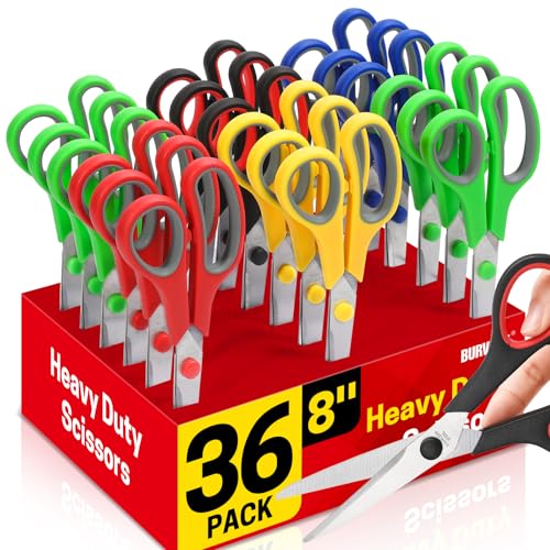 BURVAGY 36 Pack 8" Scissors All Purpose, Heavy Duty Scissors for Office - color: 36 Pack