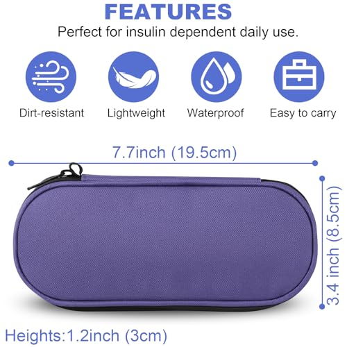 CDBXPRG Insulin Pen Cooler Travel Case, 2 TSA Approved Ice Packs Purple - color: Purple