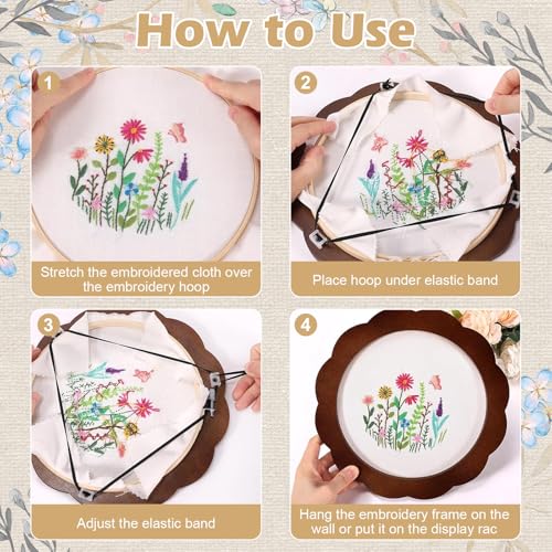 4 Sets Wood Embroidery Hoop Frame 8 Inch Sunflower Embroidery Display Frame Large Round Wooden Embroidery Frame for Finished Cross Stitch Hoop Frame DIY Decor Sewing Ornaments - style: Retro Brown