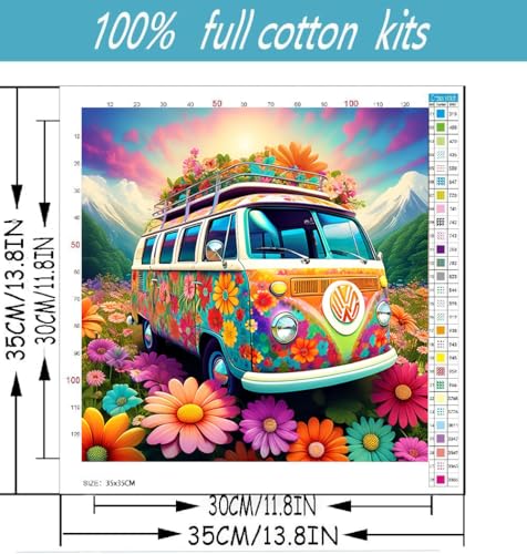 Flowers Cross Stitch Kits for Beginners Adults, Patterns Dimensions Needlepoint Art Crafts,Counted Cross Stitch Kits Embroidery Kits for Beginners Adults for Home Decor 13.8x13.8 inch - color: Cross Stitch-1014-3