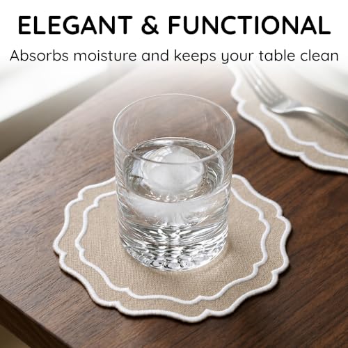 Linen Coasters for Drinks, Set of 6, 6 inch, Taupe - color: 1294 - Taupe, size: 6 inches