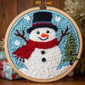 DIY Punch Needle Kits Christmas Snowman Winter Snow with Hoop 20x20cm-2 - color: 02-Snowman