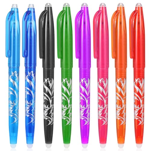 8pcs Heat Erasable Pens for Fabric, Fabric Marking Pens Fabrics Markers No Ghost Lines, Disappearing Ink for Precise Marking for Quilting Sewing Embroidery DIY Dressmaking Fabrics Tailors Chalk