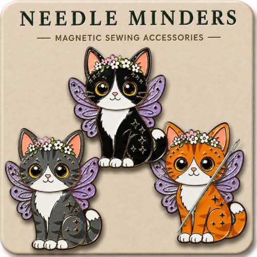 Kraftex Magnetic Needle Minder. Needleminder for Embroidery & Sewing. Cute Needlepoint Accessories. Magnetic Needle Holder for Cross Stitch. Cute Magnet Pin Gift - color: Whimsical Cats