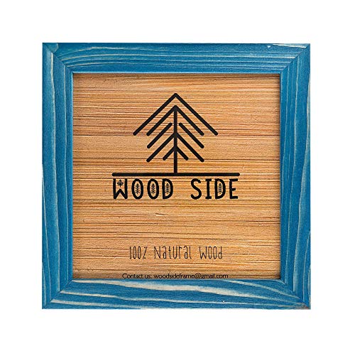 Rustic Wooden Square Picture Frames 8x8 - Set of 2-100% Natural Farmhouse Washed Barn Wood with Real Glass for Wall Mounting and Tabletop Photo Frame - Navy Blue - color: Navy Blue