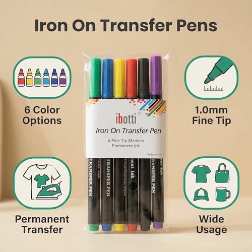 ibotti Iron On Transfer Pens, Embroidery Transfer Pen, 6 Pack