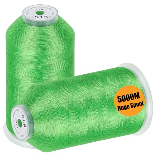 New brothread 2 Huge Spools Embroidery Machine Thread - Lime Green - color: Lime Green-513