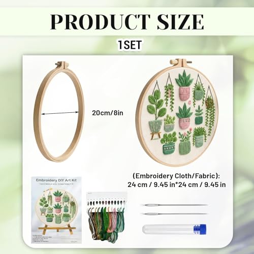 ZCXETP Needlepoint Kits for Beginners, Green Plant Pattern Embroidery Kit for Beginners, Beginner Embroidery Kit Suitable for Craft Enthusiasts and Gifting Occasions