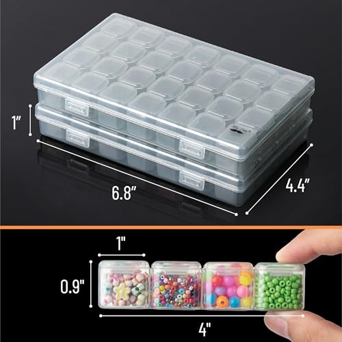 Mr. Pen- Bead Storage Containers, 28 Grids, 2 Pack, Grey - color: Clear Grey, size: 2 Pack-56 Pcs(6.8"x4.4"x1")
