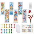 FREEBLOSS 6 Set Cross Stitch Bookmark Kits 8"x2.4" Summer Beach Scenery - style: Summer Beach
