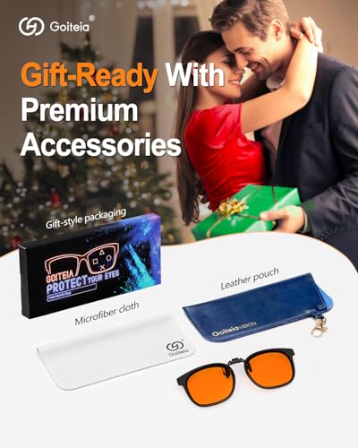 Goiteia Orange Blue Light Blocking Clip On Glasses for Sleep/Gaming