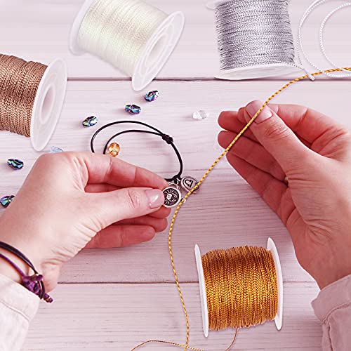 Shappy 440yards x 1mm Metallic Cord Tinsel Rope, Rose Gold Mix - color: Rose Gold Mix