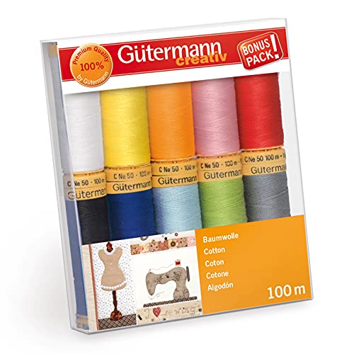 Gutermann 734521-2 Thread Set Natural Cotton 50 100m x 10 reels, Col 1 Assorted - color: Col 1 Assorted