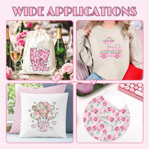 Tintnut Pink Blue Hearts & Roses HTV Vinyl,10 Pcs 12×10" Iron on Vinyl - color: Pink Blue