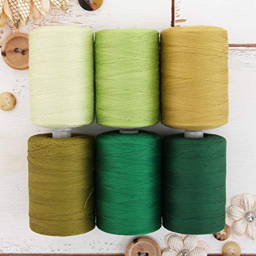 ThreadArt Cotton Quilting Thread Set, 1000M 50/3, 6 Green Tones - color: 6 GREEN TONES