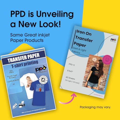 PPD 40 Sheets 8.5x11" Iron-on Heat Transfer Paper Mixed Fabrics Inkjet - size: 8.5 x 11, style: Mix (40 Sheets)