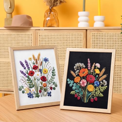 Yinder 5 Set Embroidery Kit for Beginner Starter Kit, Flowers - style: Flowers