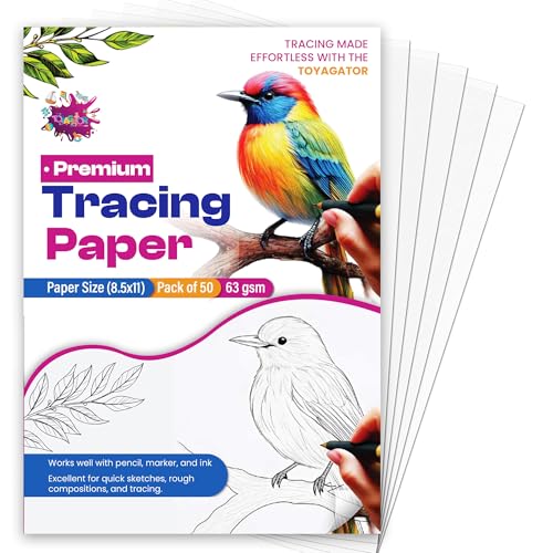 Tracing Paper 8.5x11 in, 50 Sheets, Transparent Sketch Paper 63gsm - size: 8.5" x 11" (50 Sheet)