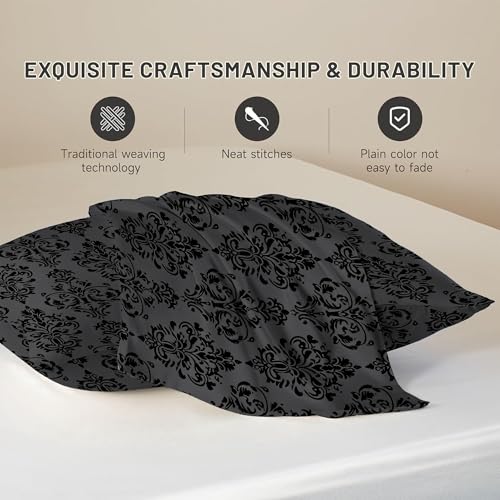 Satin Pillowcase for Hair and Skin Retro Black Damask Dark Purple Super Soft and Cooling Similar to Silk Pillow Case 1 Pack with Hidden Zipper Silky Soft Zippered Satin Pillowcase20 x30 - color: Retro Black Damask Dark Purple