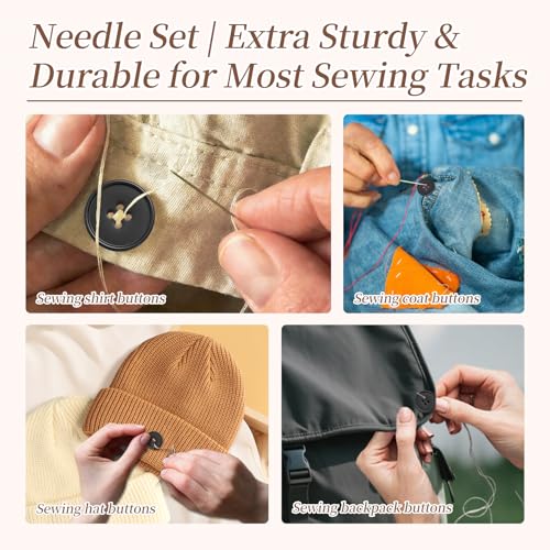 Steel Hand Sewing Needles Set for Denim Jeans Quilting Leather Professional