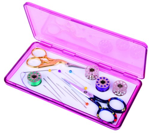 ArtBin Sew-Lutions Slim Line Magnetic Craft Box, Translucent Raspberry - size: Small - Single Pack, style: Slim Line Magnetic Box