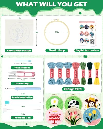 FIVEIZERO Punch Needle Kit for Beginners,Yellow Flower Patterns - color: Yellow Flower