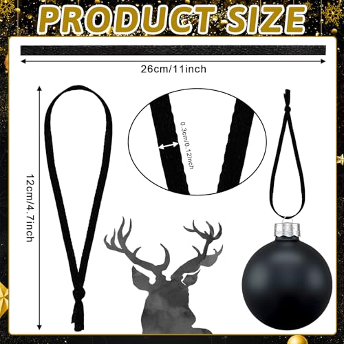 JUNEBRUSHS 300Pcs Christmas Ornament Ribbon Hangers, Hand Tied String Ties Ornament Loops Thin Ribbon for Ornaments Christmas Tree Hanging Decoration Black - color: Black
