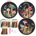 Myfelicity Embroidery Kit with Mushroom Patterns, 3 Hoops, Fabric, Threads, Needles, Instructions (red) - color: red
