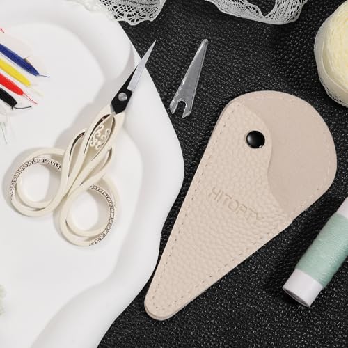 Little Sewing Scissors, 4.4'' Small Embroidery Scissors with Cover - color: White