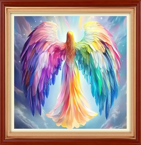 Foxhool Stamped Cross Stitch Kits,11CT Printed Cross Stitch Pattern Full Embroidery Kits for Beginner Needlepoint Kits& Angel's Wings 18x18 inch - color: ColorSet11