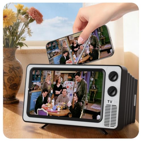 SEANCHEER Retro TV Cell Phone Screen Magnifier HD 3D Portable Foldable - color: Retro Silver-12"
