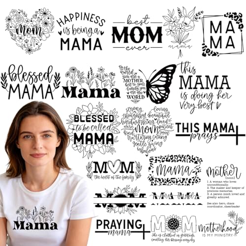 Dazoratix Mother's Day Iron on Transfers - 20 Sheets Mama Quote DTF Ready to Press Heat Patches Bulk Mom Floral Stickers Vinyl Decals Women T Shirts Clothes Pillow Bag Hat Gifts DIY Crafts Decorations - style: Mama Quote