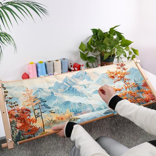 Large Beech Wood Embroidery Scroll Frame, 2-Part Adjustable Holder for Cross Stitch, Tapestry, Quilting, Sewing Needlepoint Projects - style: 33" x 12"