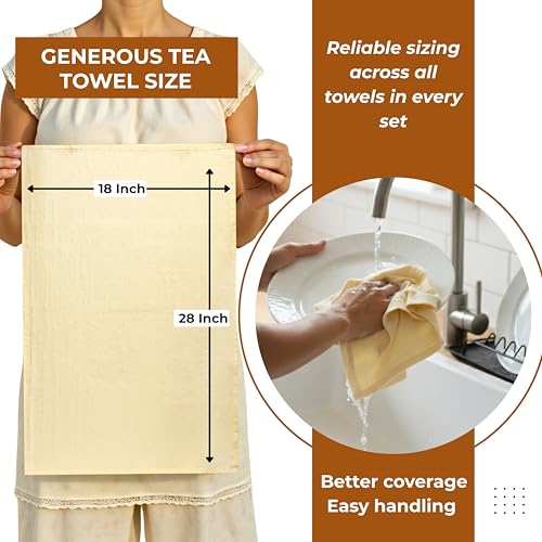 Natural - Blank Plain - Linen Tea Towels For Kitchen - For Crafting Embroidery Baking Sourdough Bread Proofing - 100% Cotton Flour Sack Dish Towels - 18"X28" - 3 Pack - Heavy Weight High Threadcount - size: 18"x28" Set of 3