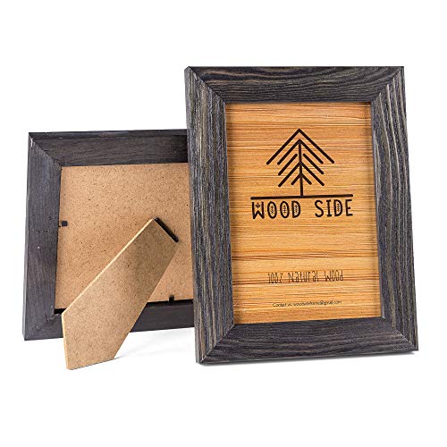 Rustic Wooden Square Picture Frames 8x8 - Set of 2-100% Natural Eco Distressed Wood with Real Glass for Wall Mounting and Tabletop Photo Frame - Dark Grey - color: Dark Grey